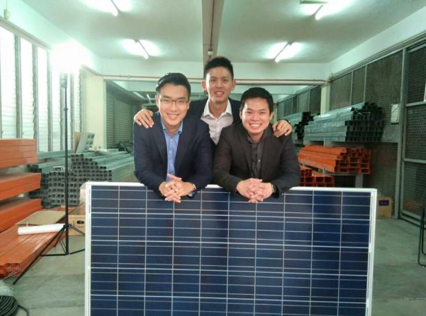 Ko (left) started Plus Solar Systems with trusted university and high school friends, university and high school friends, Poh Tyng Huei (middle) and Ryan Oh (right).